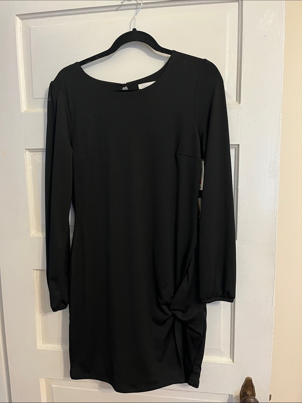 june & hudson Black Long-Sleeve Twist Detail Dress